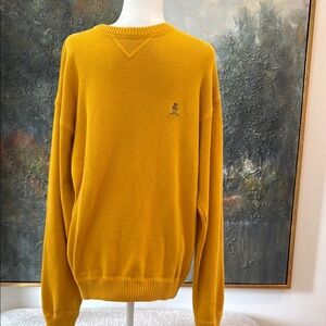 Retro Tommy Hilfiger Yellow Crewneck Sweater with Ribbed Cuffs